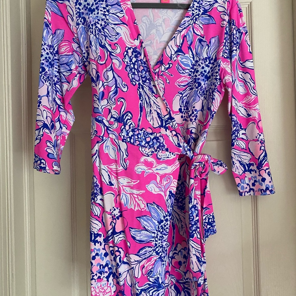 Lilly Pulitzer Karlie Pink Tropics Sun Drenched Wrap Romper
